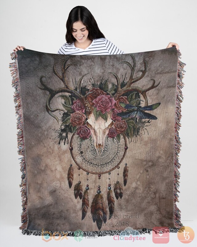 BEST Dreamcatcher Native Rose American Pattern Sherpa Blanket 4 Dreamcatcher Native Rose American Pattern Blanket 1 2 3