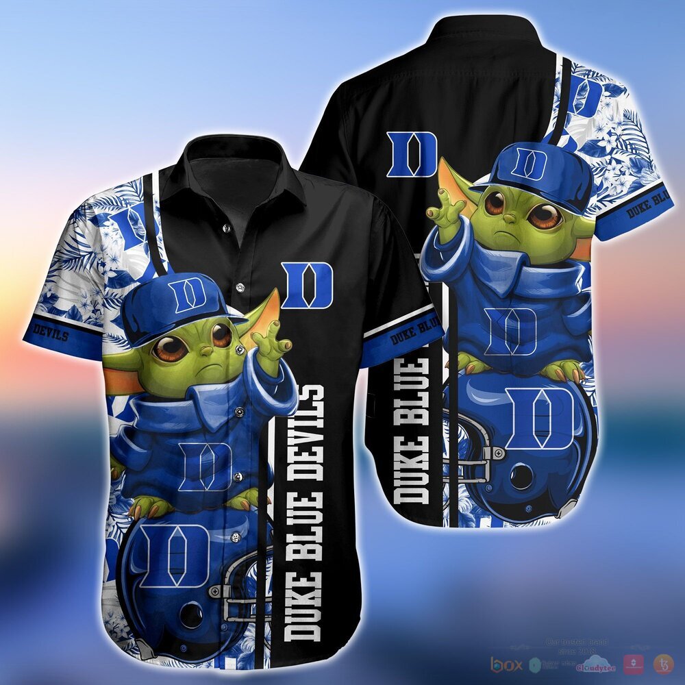 Duke Blue Devils Baby Yoda NCAA Hawaiian Shirt and Shorts 2 Duke Blue Devils NCAA Baby Yoda Hawaiian Shirt and Shorts 1
