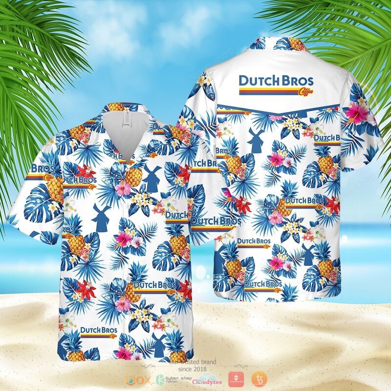 Dutch Bros Coffee pineapple Hawaiian Shirt, short 2 Dutch Bros Coffee pineapple Hawaiian Shirt short 1