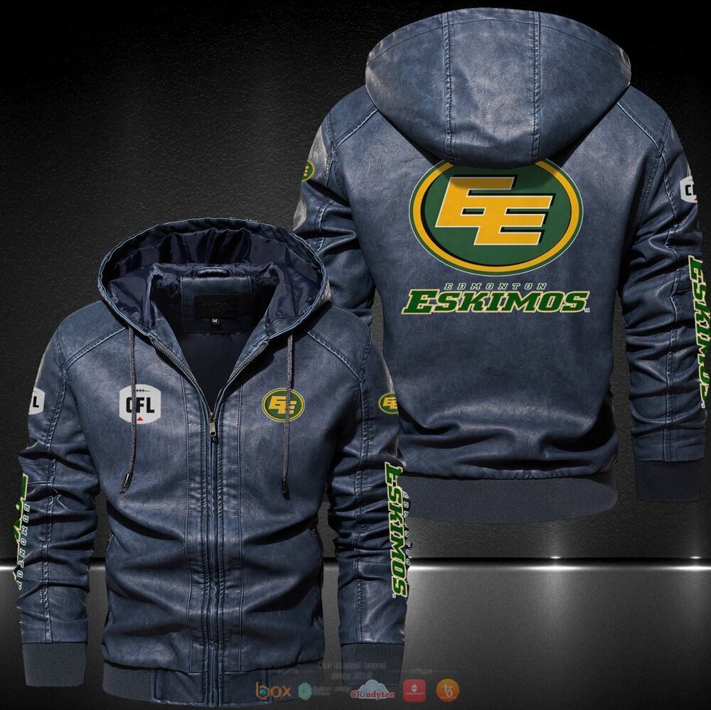 Edmonton Eskimos CFL Hat Leather Jacket 2 Edmonton Eskimos CFL Leather Jacket Hat 1