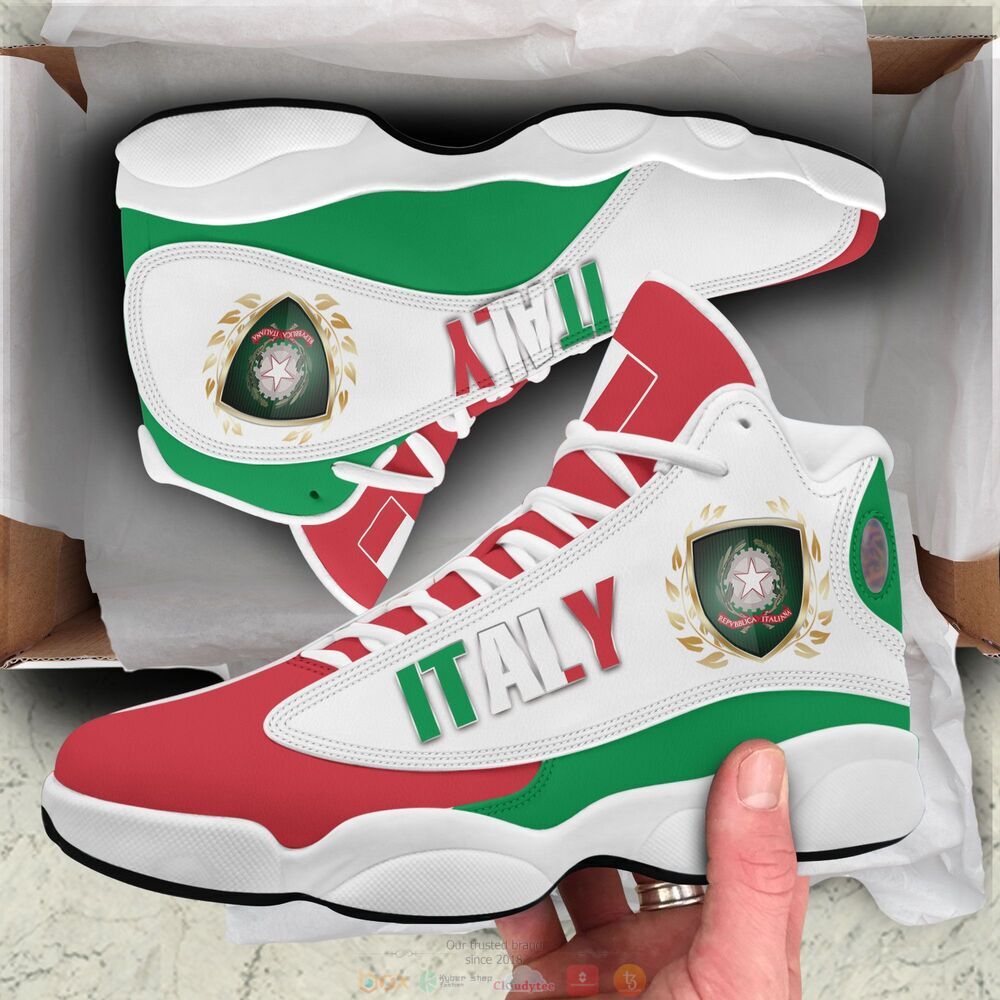 Emblem of Italy red white Personalized Air Jordan 13 sneaker 3 Emblem of Italy red white Air Jordan 13 shoes 1 2