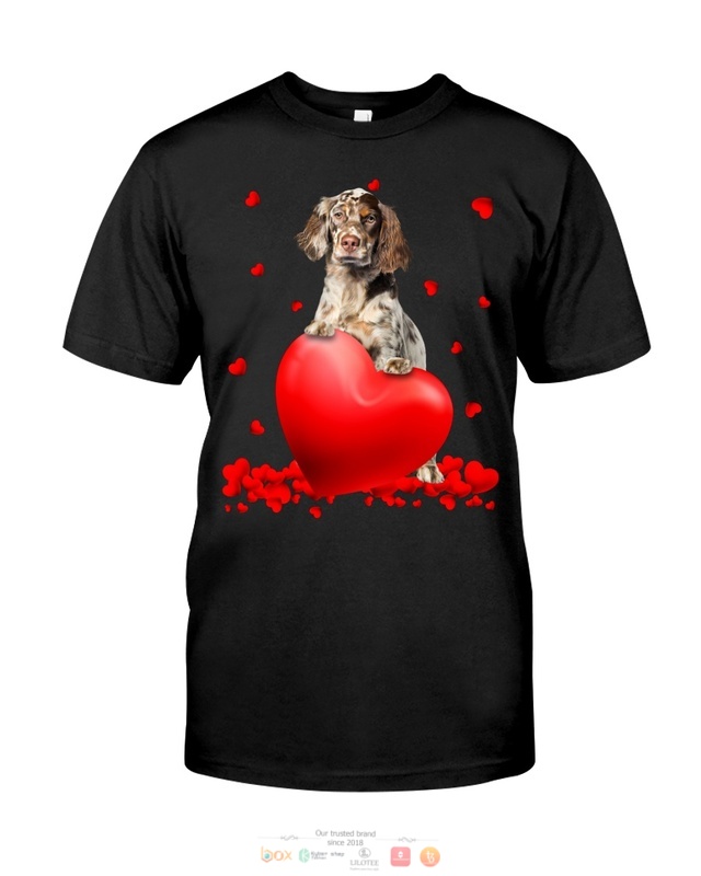 English Setter Valentine Hearts shirt hoodie
