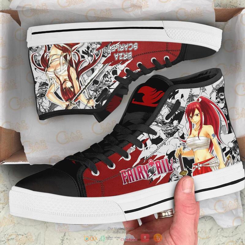 Erza Scarlet Anime Fairy Tail canvas high top shoes 1