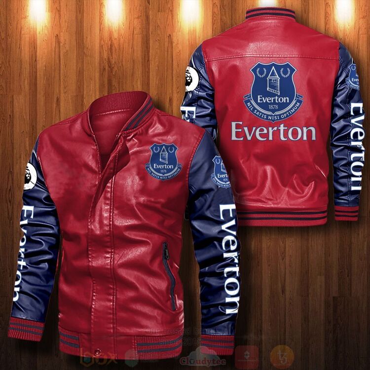 BEST Everton FC 2D Leather Bomber Jacket 5 Everton FC Bomber Leather Jacket 1 2 3 4