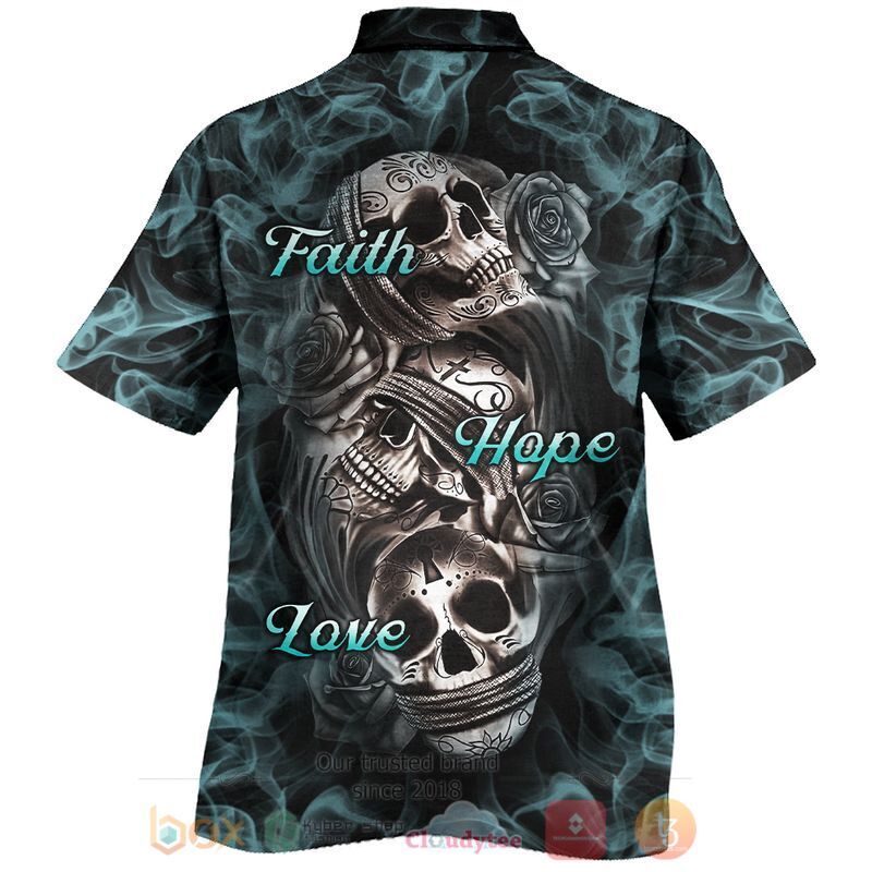 BEST Faith Hope Love Skull 3D All Over Printed Hawaiian Shirt 2 Faith Hope Love Skull Hawaiian Shirt 1