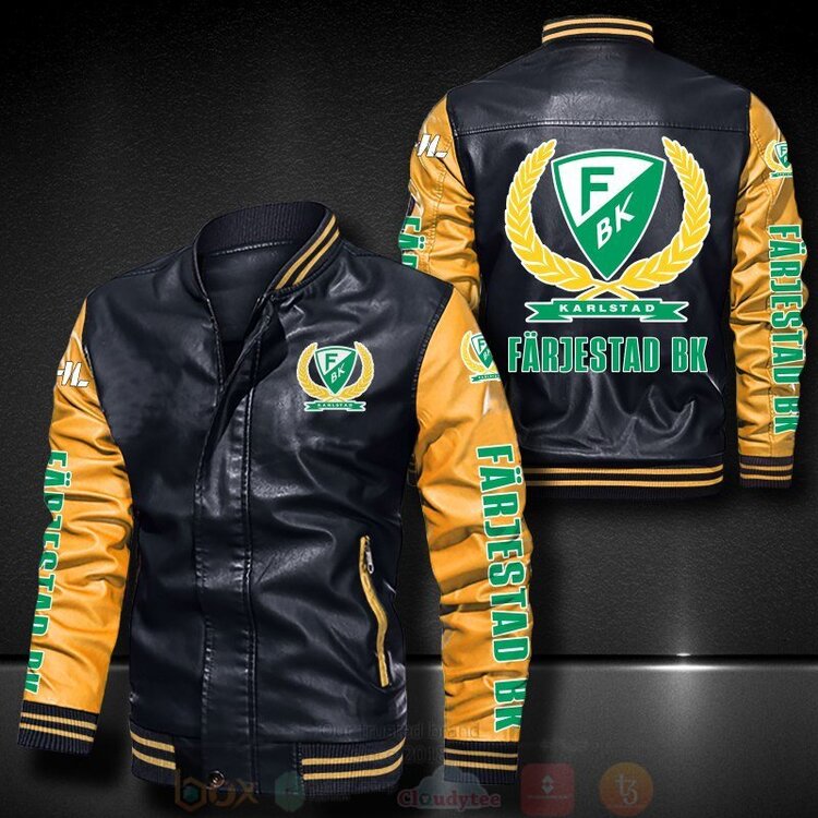 BEST Farjestad BK 2D Leather Bomber Jacket 6 Farjestad BK Bomber Leather Jacket 1 2 3 4 5