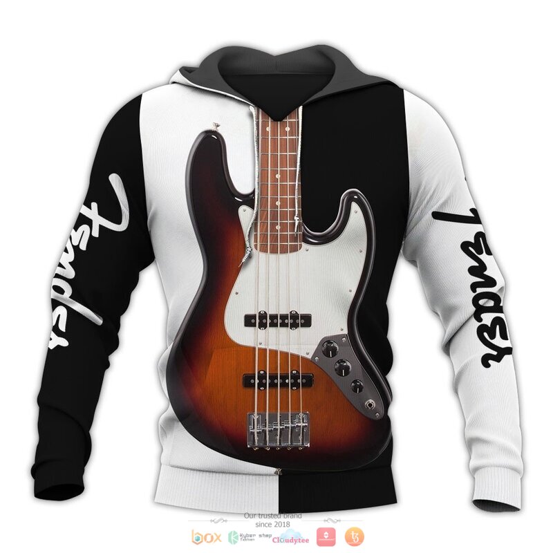 Fender Wooden Guitar White 3d shirt hoodie