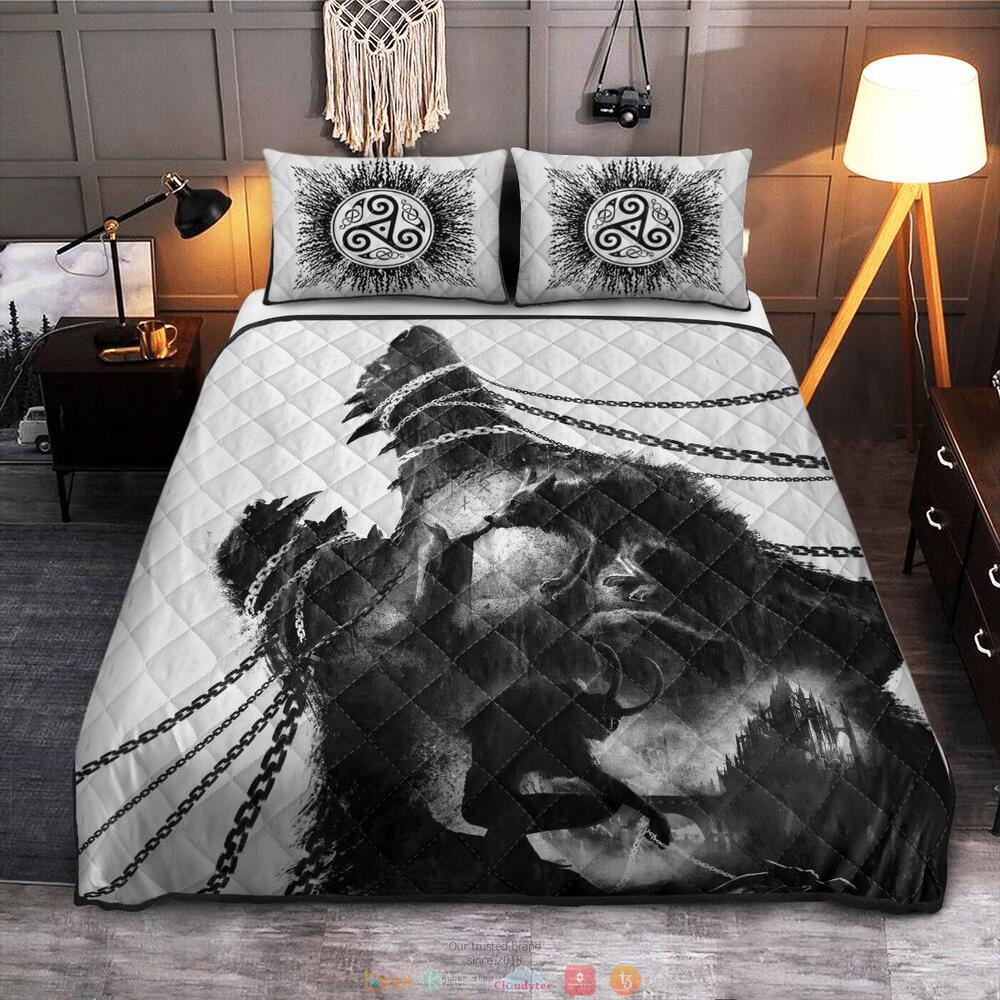 Fenrir Chain Black White Quilt Bedding Set