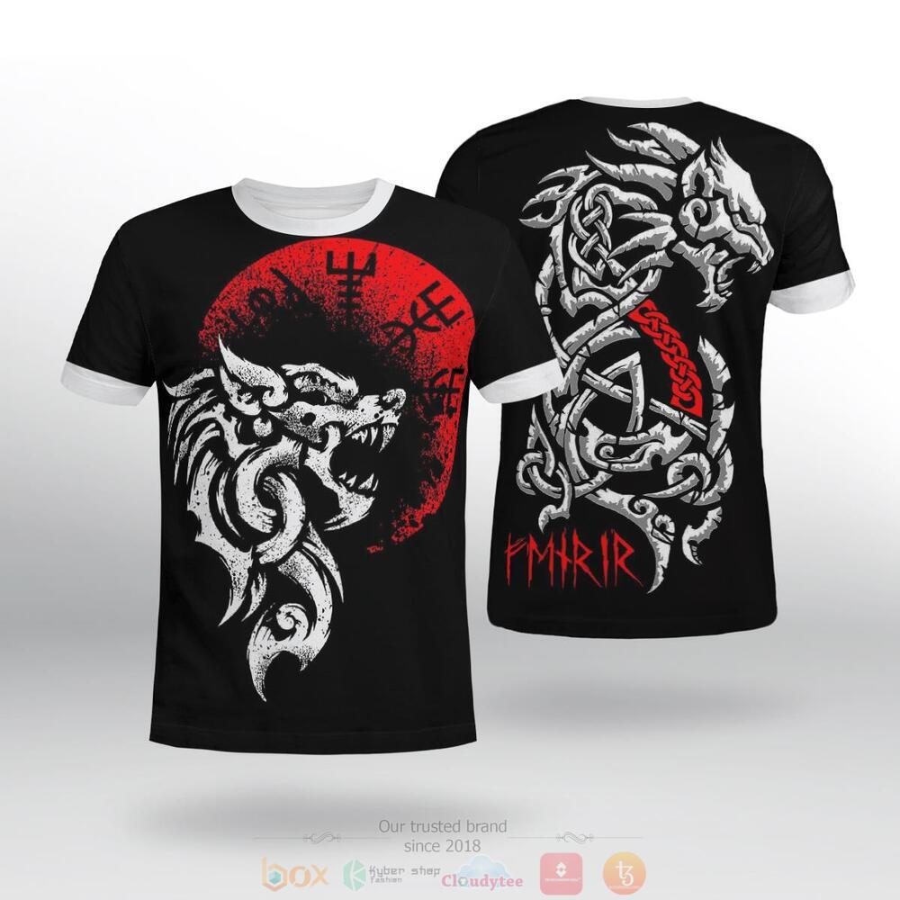 Fenrir Vegvisir red black jersey shirt, hoodie 2 Fenrir Vegvisir red black 3d shirt hoodie 1