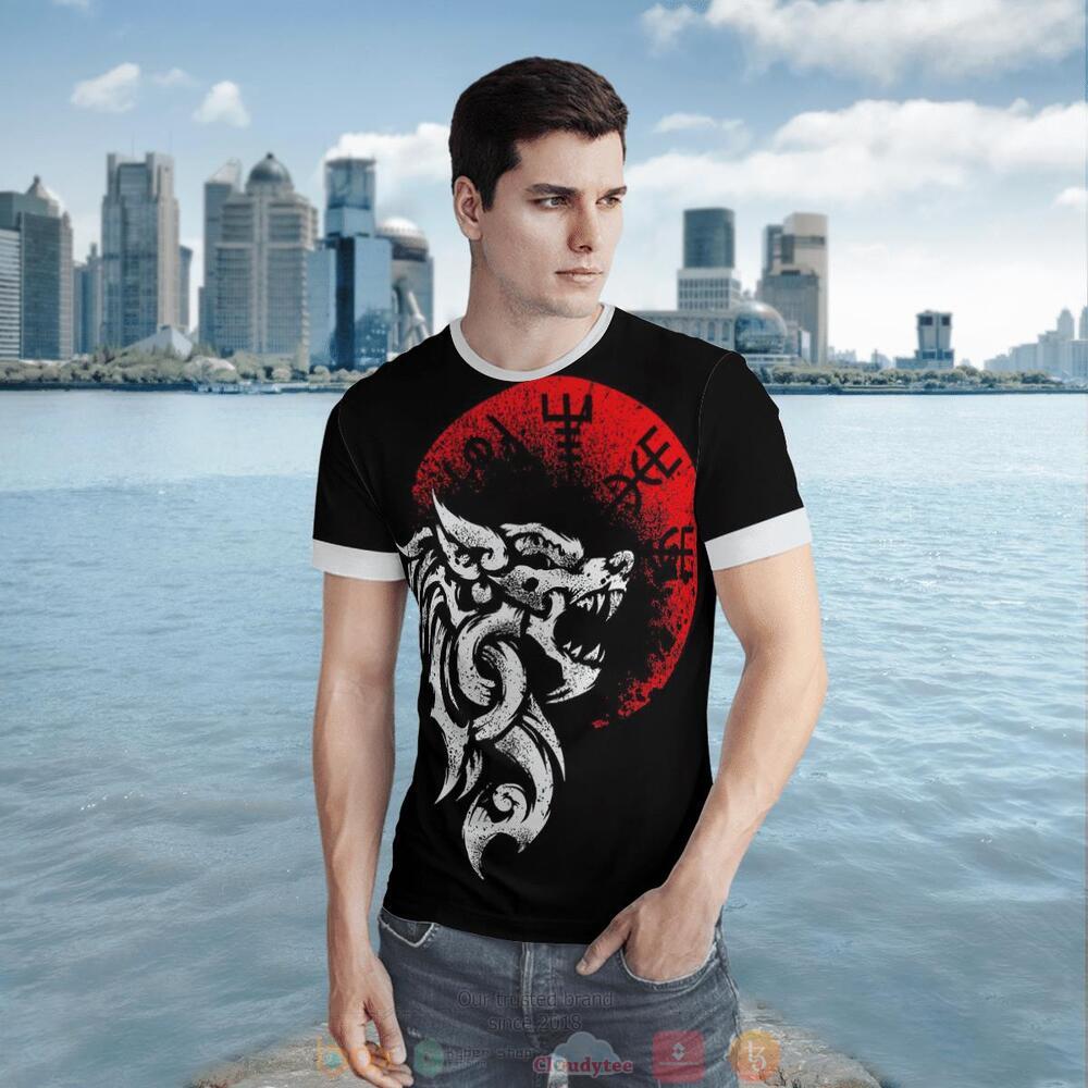 Fenrir Vegvisir red black jersey shirt, hoodie 6 Fenrir Vegvisir red black 3d shirt hoodie 1 2 3 4 5