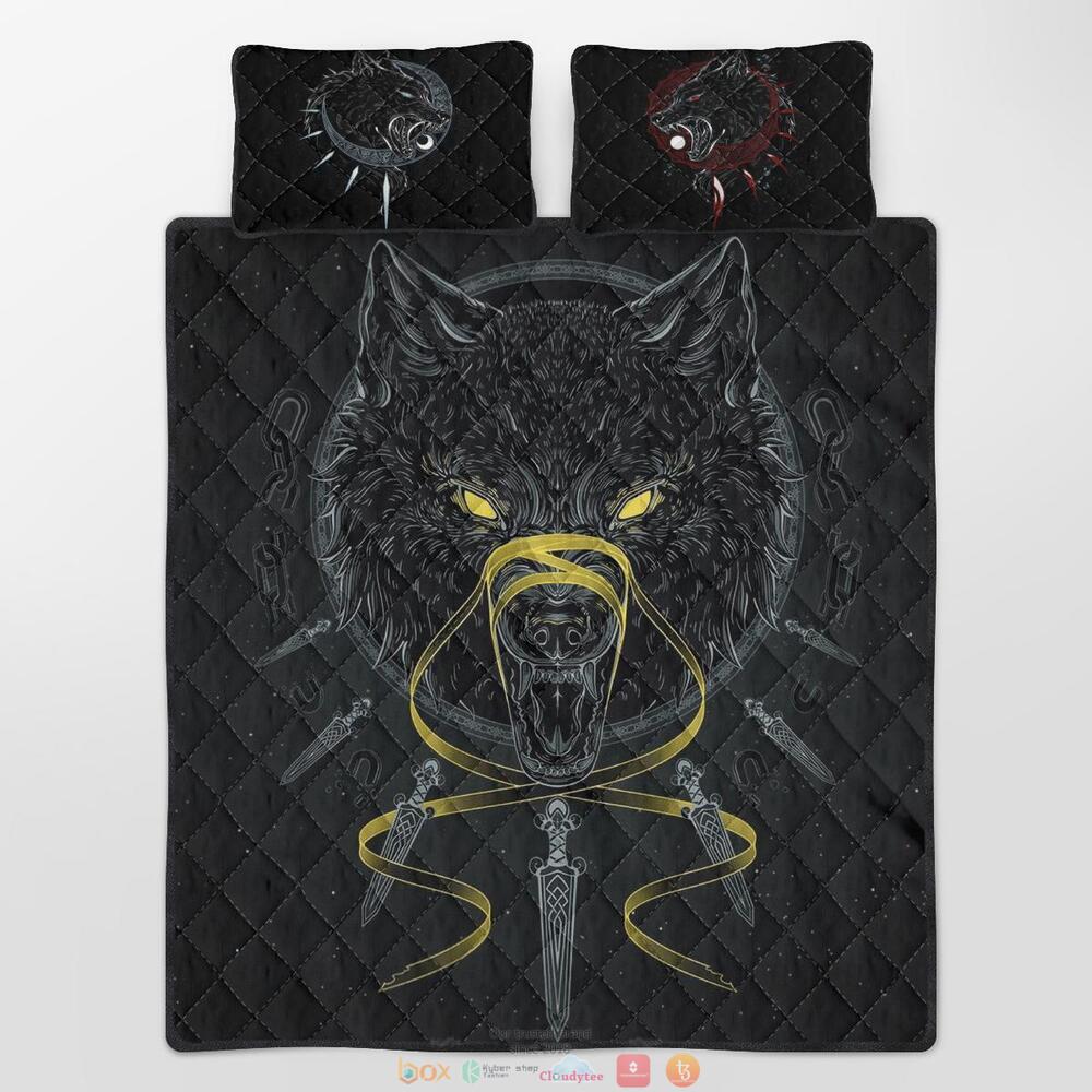Fenrir Viking Sword Black Quilt Bedding Set