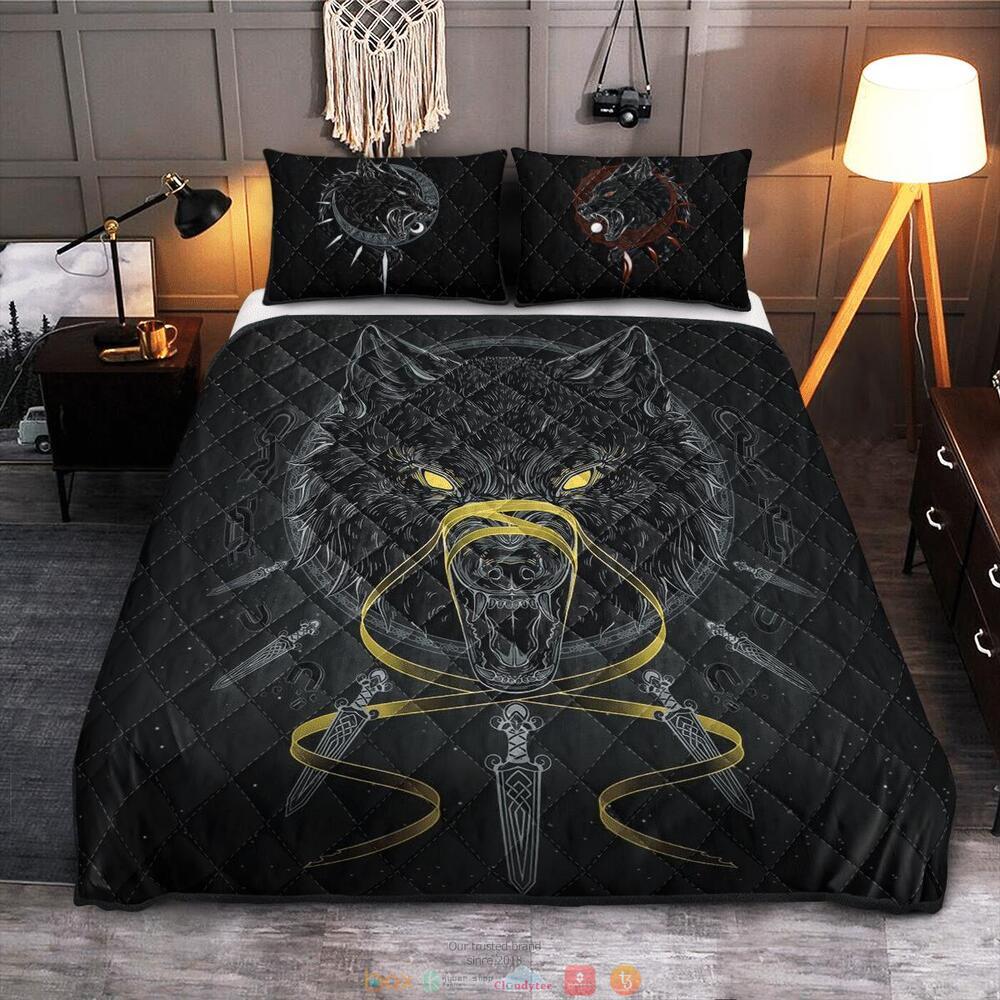 Fenrir Viking Sword Black Quilt Bedding Set 1