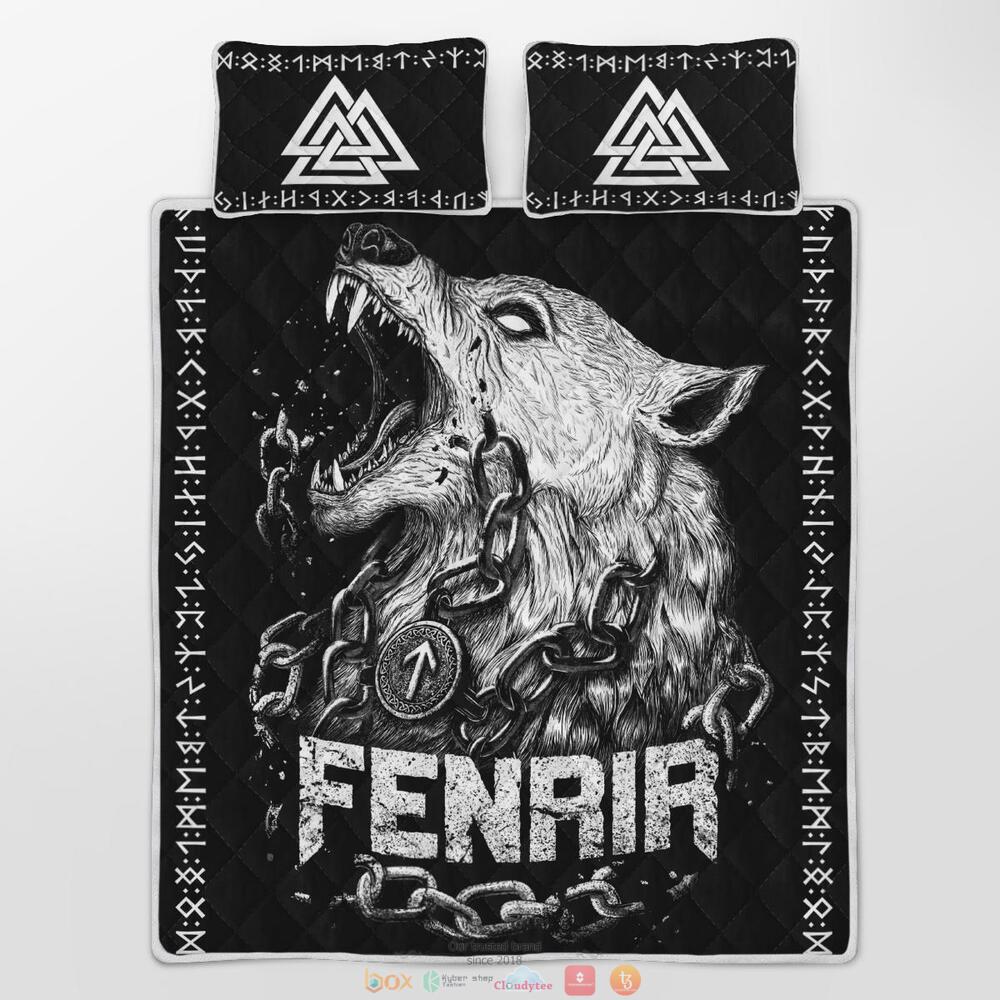NEW Fenrir Wolf Chain And Valknut Quilt Bedding Set 4 Fenrir Wolf Chain And Valknut Quilt Bedding Set 1 2 3