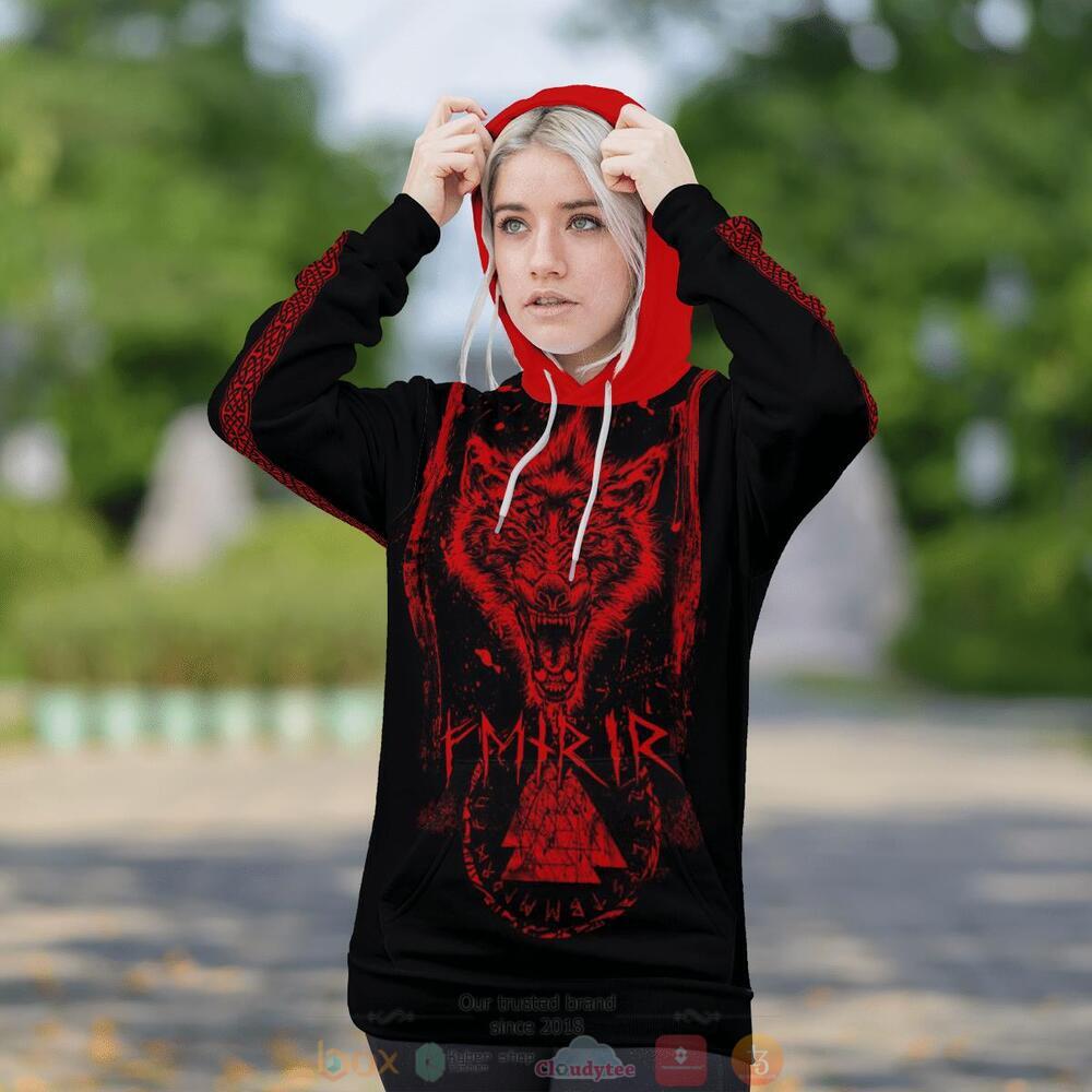 Fenrir Wolf Valknut Viking red black jersey shirt, hoodie 6 Fenrir Wolf Valknut Viking red black 3d shirt hoodie 1 2 3 4 5