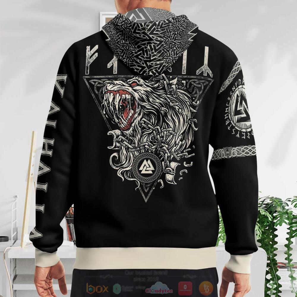 Fenrir Wolf and Ravens Viking Valhalla 3d shirt hoodie 1 2 3 4 5 6