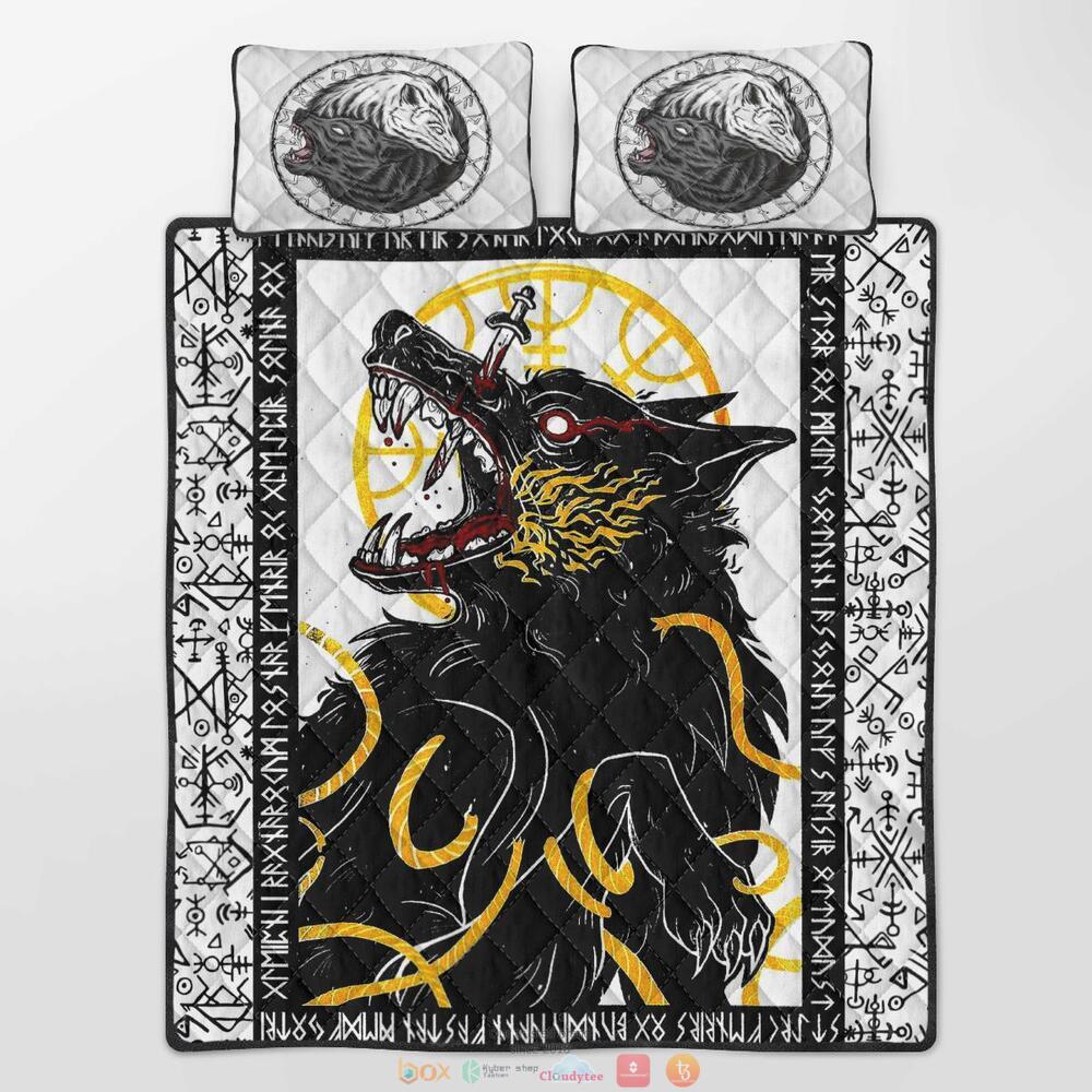 Fenrir Yin Yang Wolf Runic Quilt Bedding Set 1