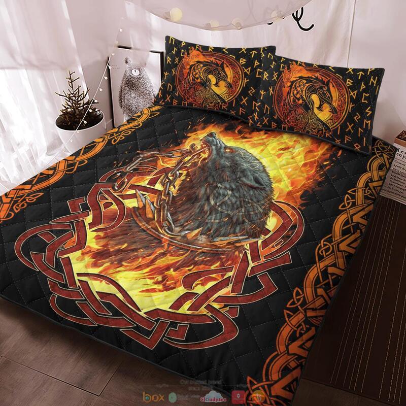 Fenrir was bound Fire 3d Quilt Bedding Set 5 Fenrir was bound Fire Quilt Bedding Set 1 2 3 4