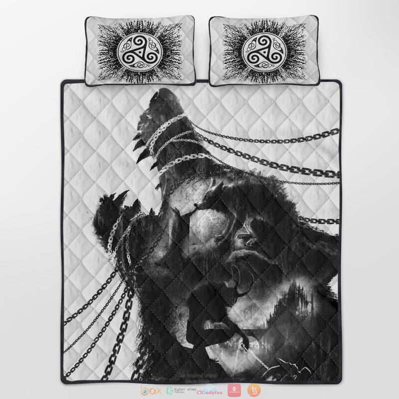 Fenrir with chain Viking white Quilt Bedding Set 1