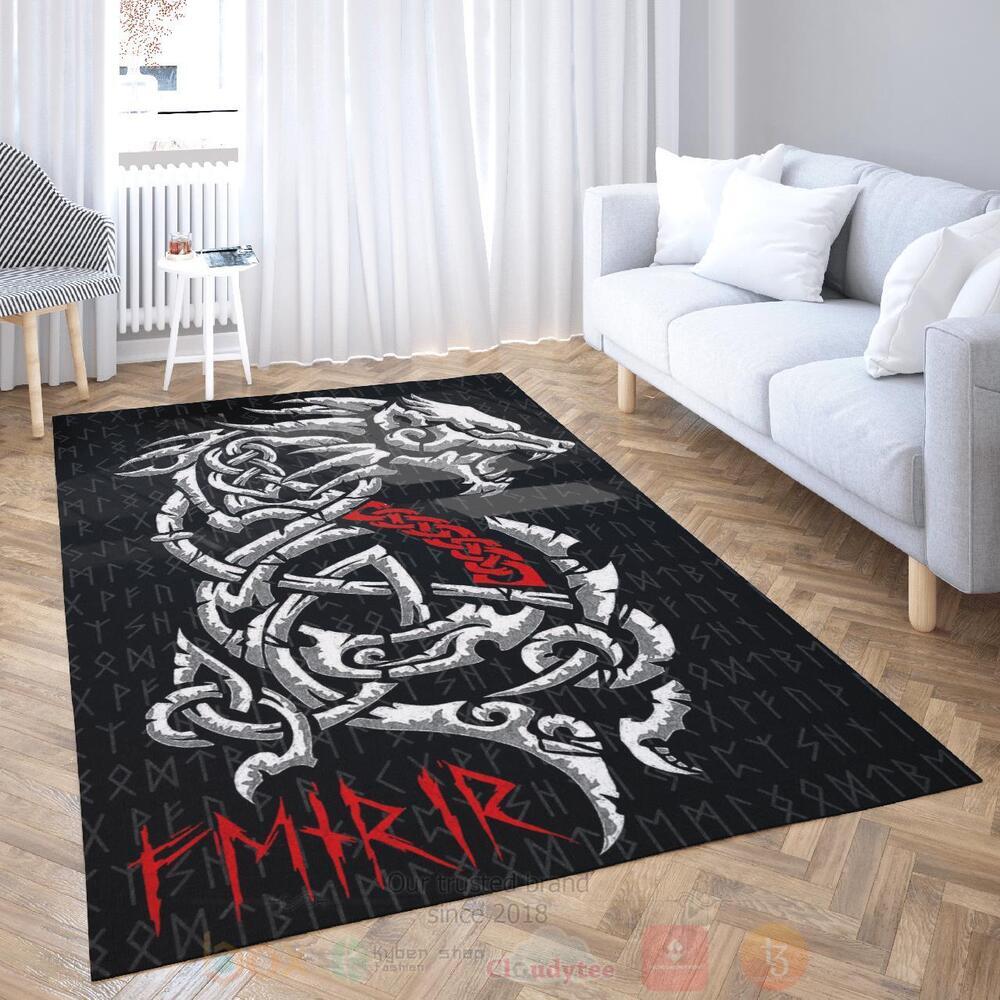 Fenrri Rune Viking Area Rug 1
