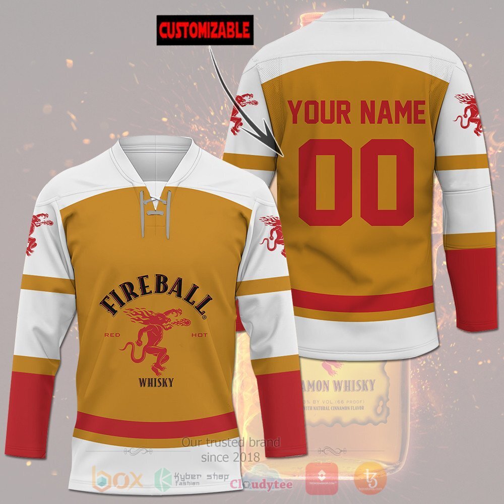 Fireball Cinnamon Whisky Personalized Hockey Jersey