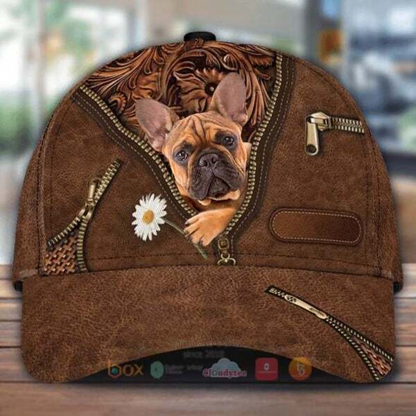 French Bulldog Holding Daisy Cap Hat