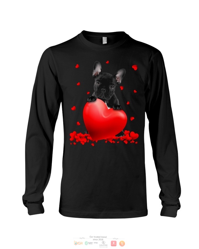 Valentine Hearts French Bulldog hoodie, shirt 3 French Bulldog Valentine Hearts shirt hoodie 1 2