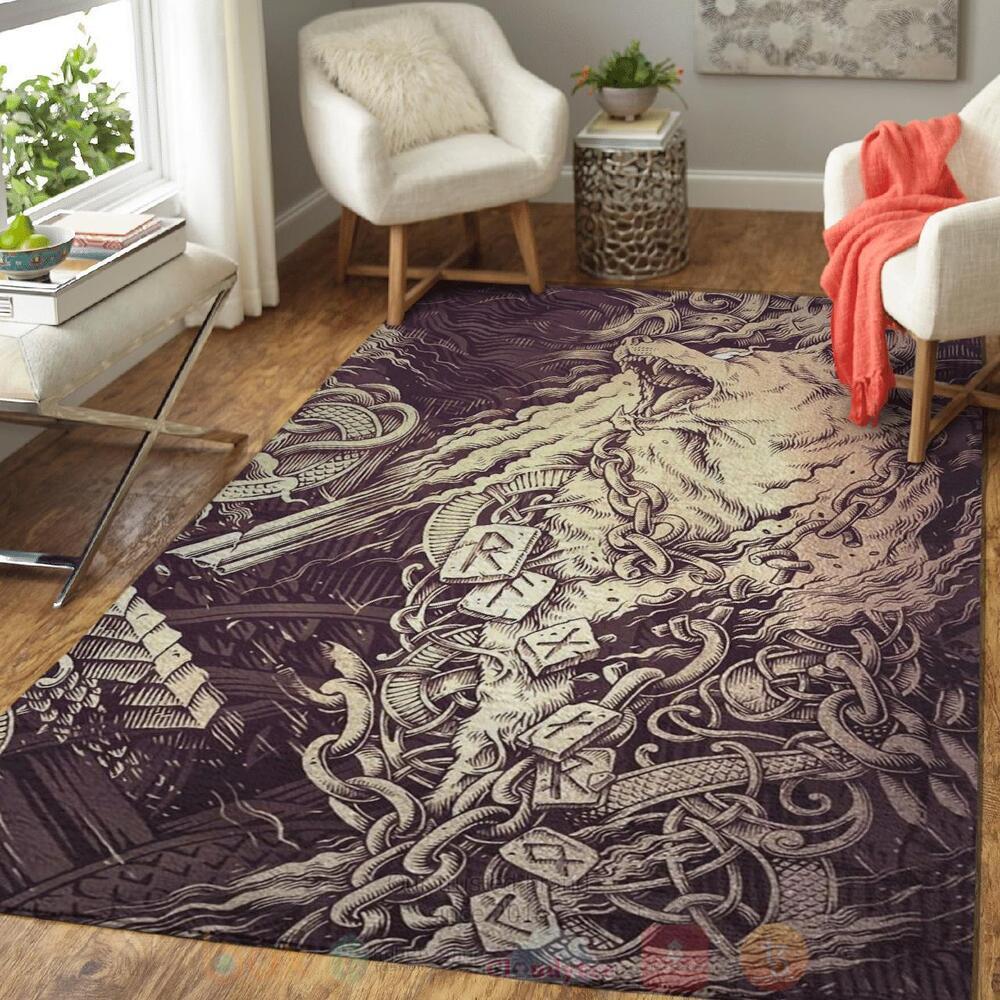 Frenrir And Rune Viking Area Rug