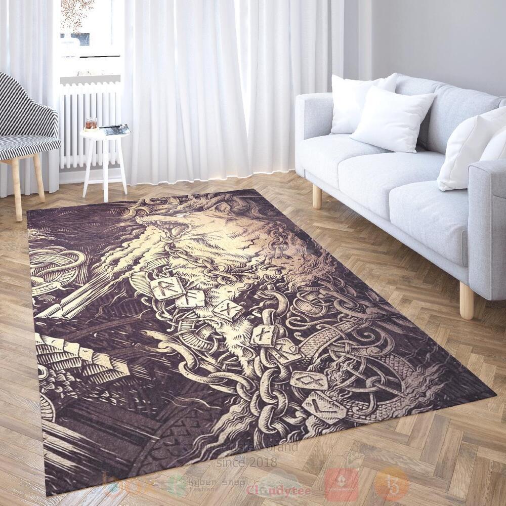 Frenrir And Rune Viking Area Rug 1