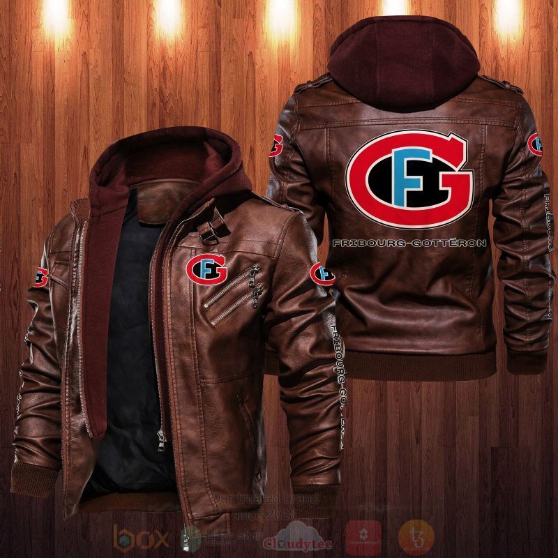 BEST Fribourg-Gotteron 2D Leather PU Jacket 2 Fribourg Gotteron Leather Jacket 1