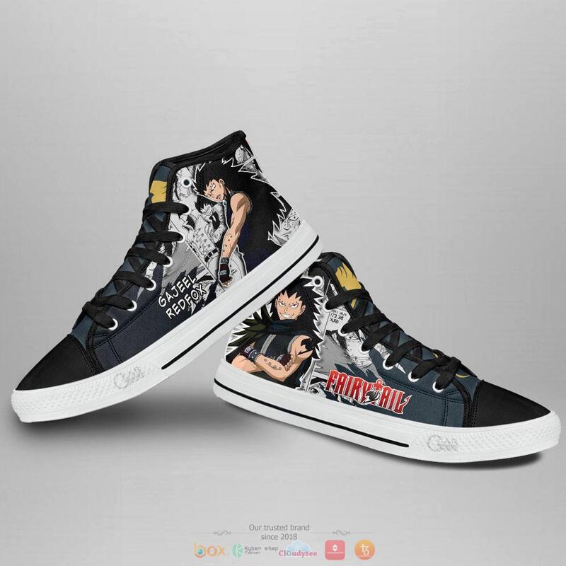Gajeel Redfox Anime Fairy Tail high top canvas shoes 3 Gajeel Redfox Anime Fairy Tail canvas high top shoes 1 2