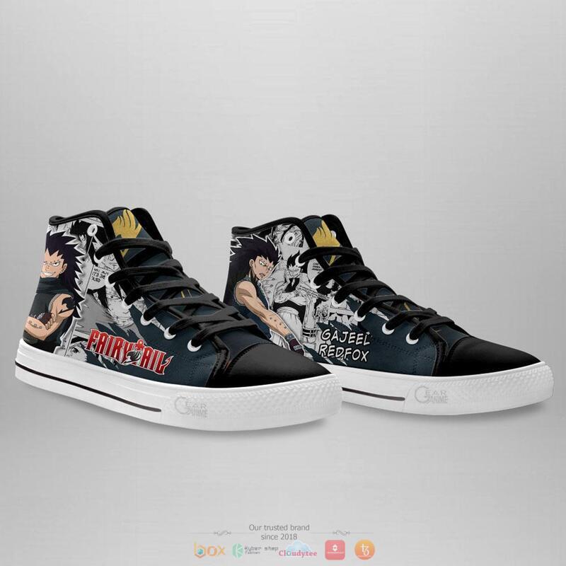 Gajeel Redfox Anime Fairy Tail high top canvas shoes 4 Gajeel Redfox Anime Fairy Tail canvas high top shoes 1 2 3