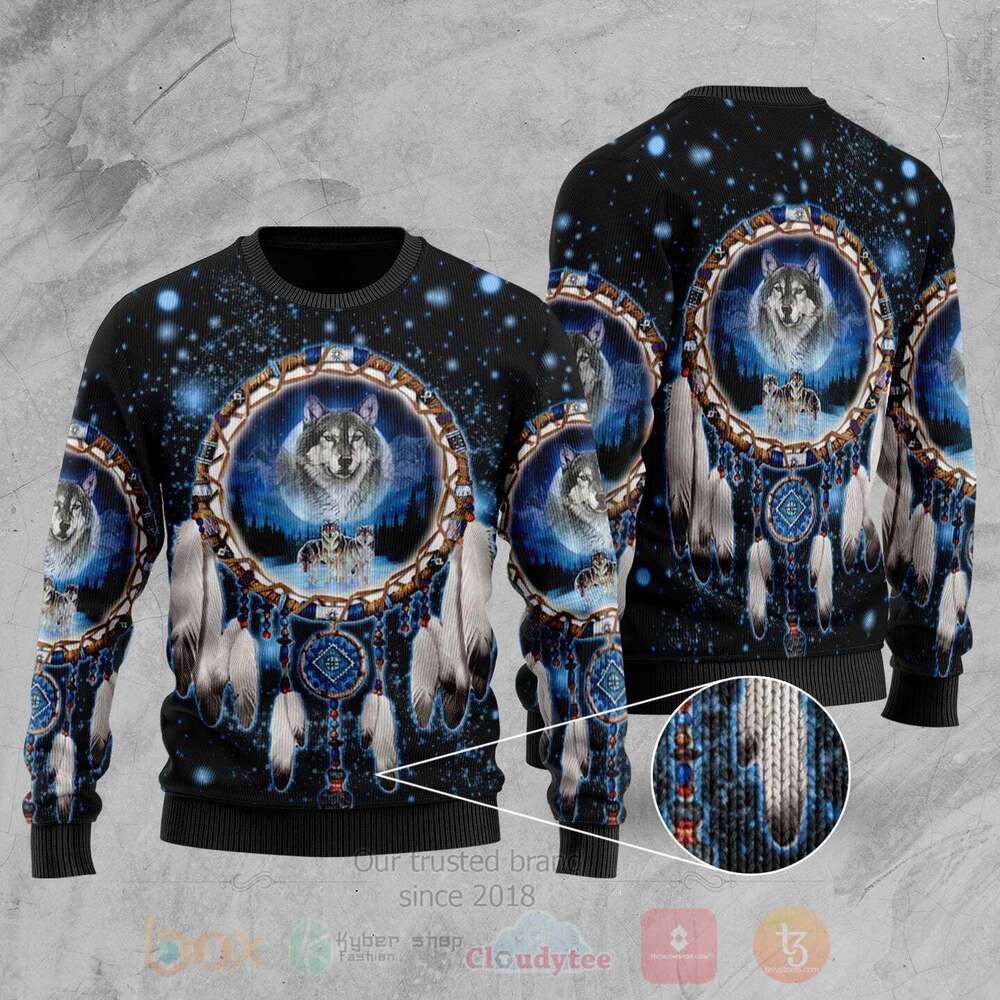 Galaxy Dreamcatcher Wolf 3D Native American Sweater