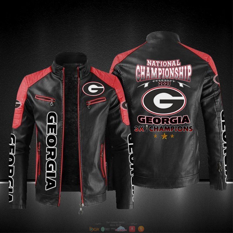 Georgia 3X Champion National Championship 2021 block leather jacket