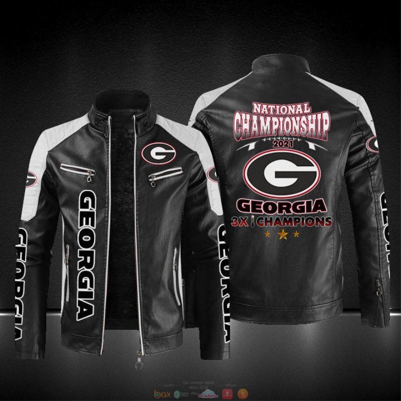 Georgia 3X Champion National Championship 2021 block leather jacket 1