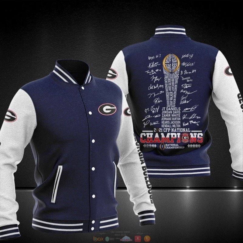 NEW Georgia Bulldogs 2021 CFP National Champions players name baseball jacket 2 Georgia Bulldog 2021 CFP National Champions players name baseball jacket 1