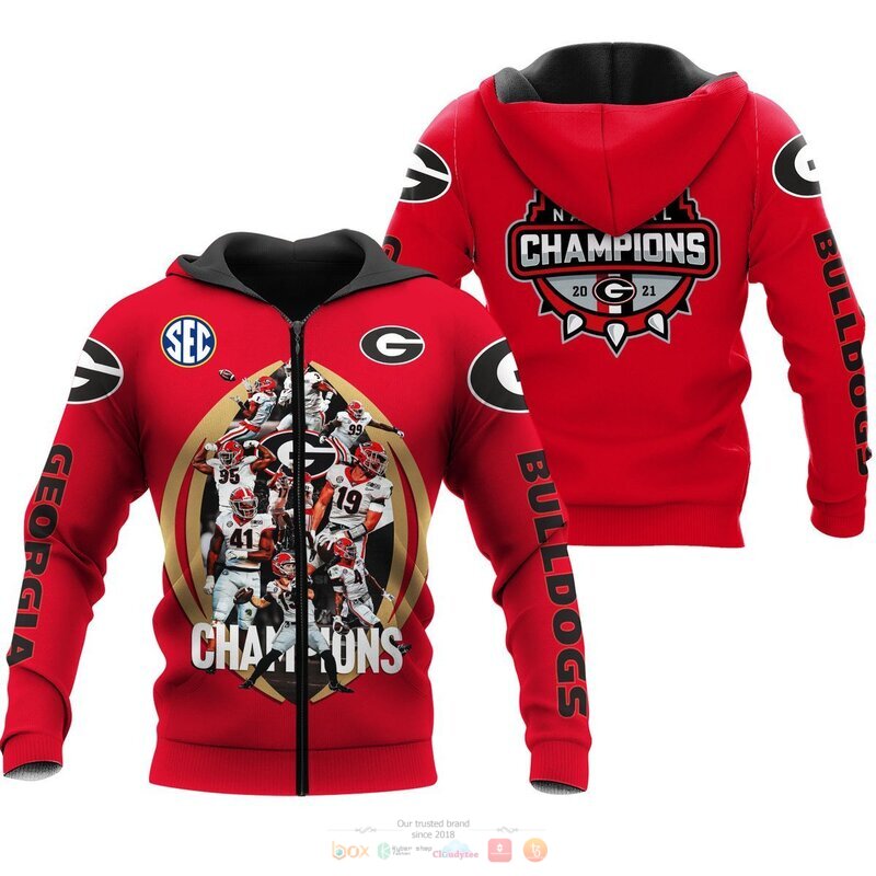 Georgia Bulldogs Champion 2021 Red 3D Shirt, Hoodie 2 Georgia Bulldogs Champion 2021 Red 3D Shirt Hoodie 1