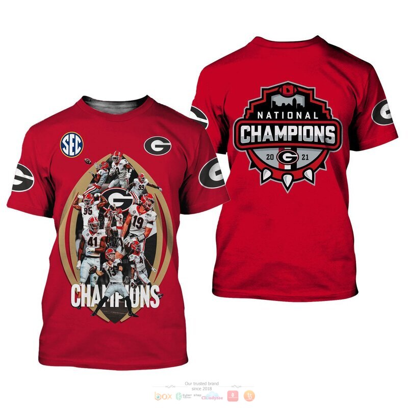 Georgia Bulldogs Champion 2021 Red 3D Shirt, Hoodie 3 Georgia Bulldogs Champion 2021 Red 3D Shirt Hoodie 1 2