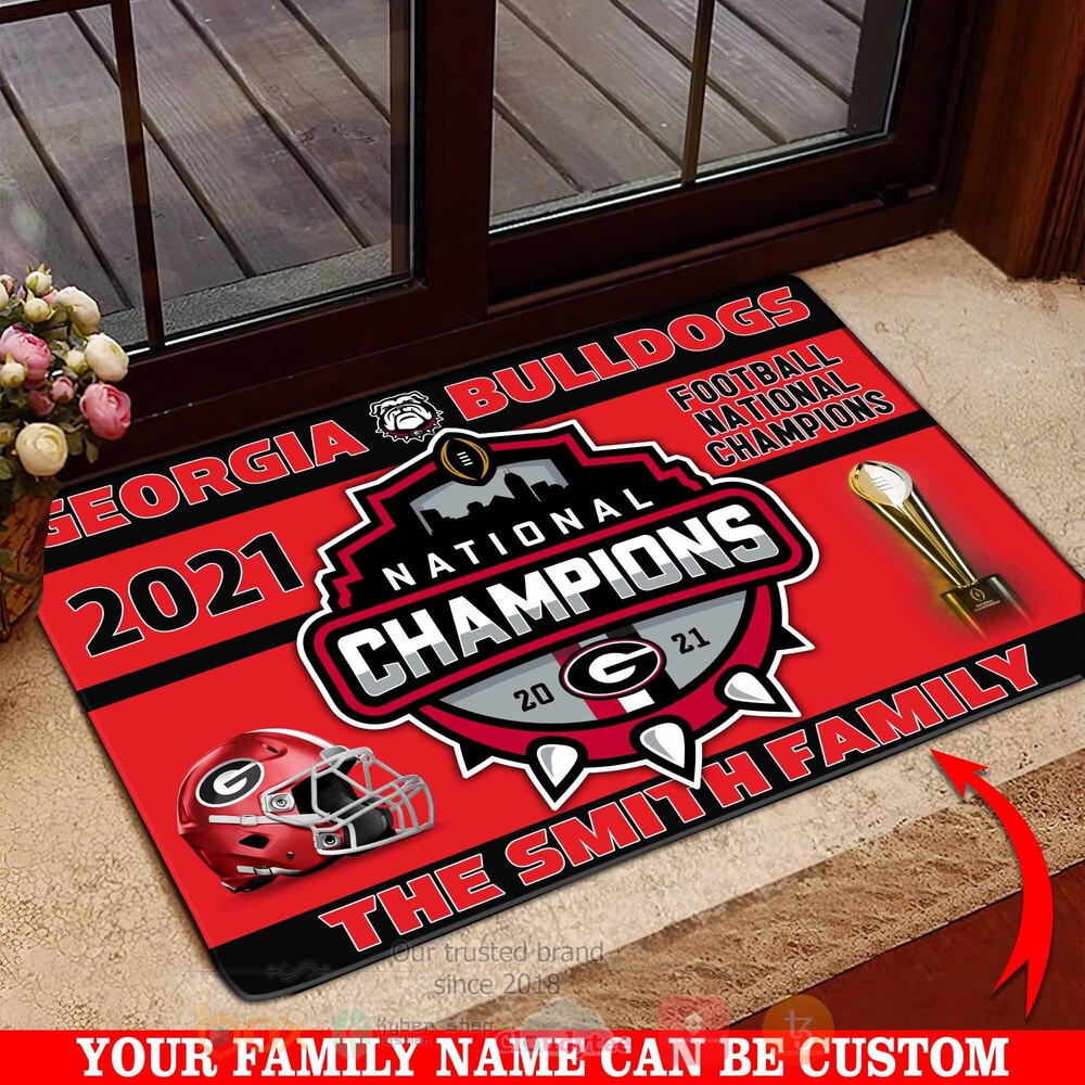 Georgia Bulldogs National Champions 2021 The Smith Family Custom Name Doormat