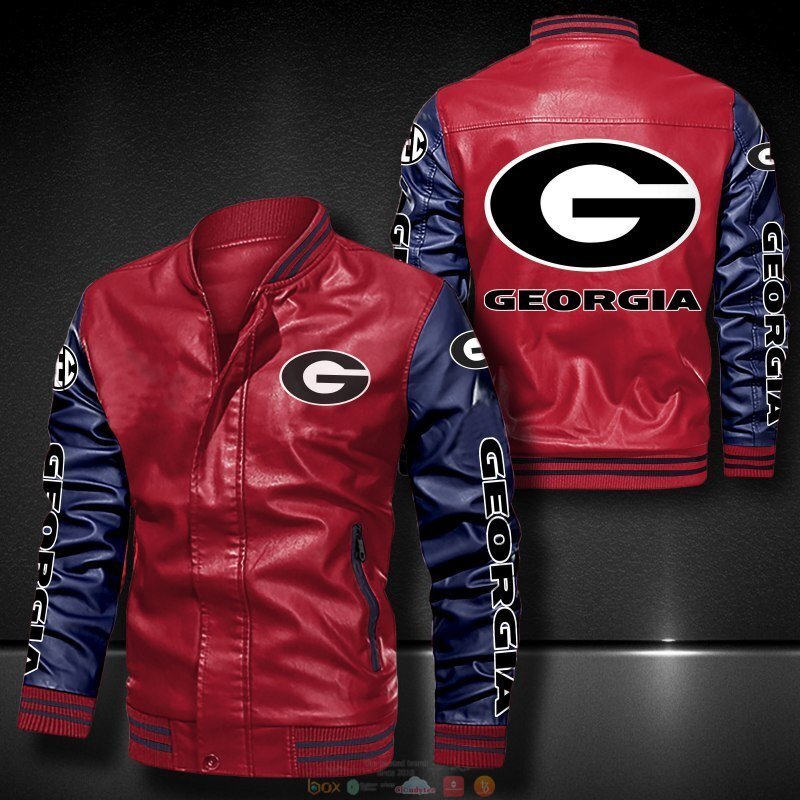 NEW Georgia Football Bomber leather jacket 5 Georgia Football Bomber leather jacket 1 2 3 4