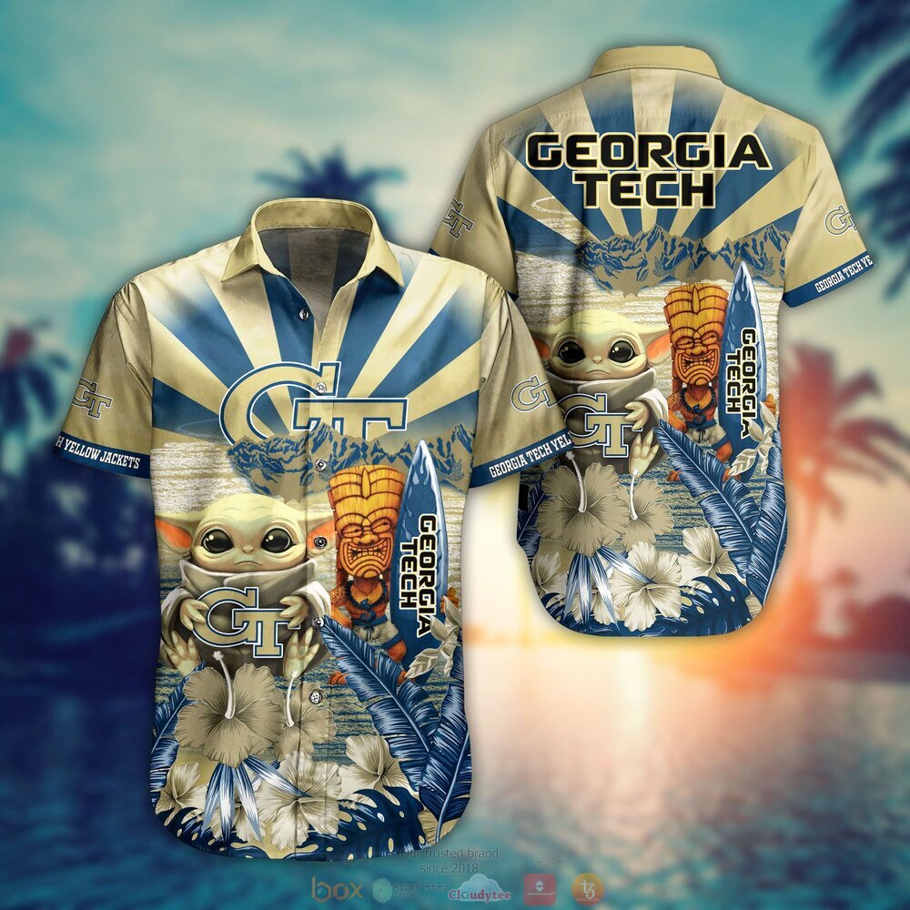 Georgia Tech Yellow Jackets Baby Yoda NCAA Hawaiian Shirt, Shorts 1 Georgia Tech Yellow Jackets NCAA Baby Yoda Hawaiian Shirt Shorts