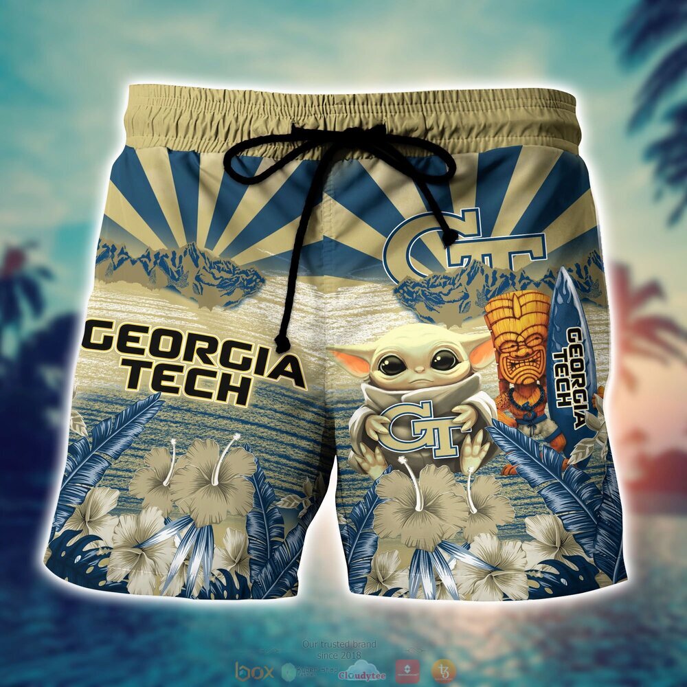 Georgia Tech Yellow Jackets Baby Yoda NCAA Hawaiian Shirt, Shorts 4 Georgia Tech Yellow Jackets NCAA Baby Yoda Hawaiian Shirt Shorts 1 2 3
