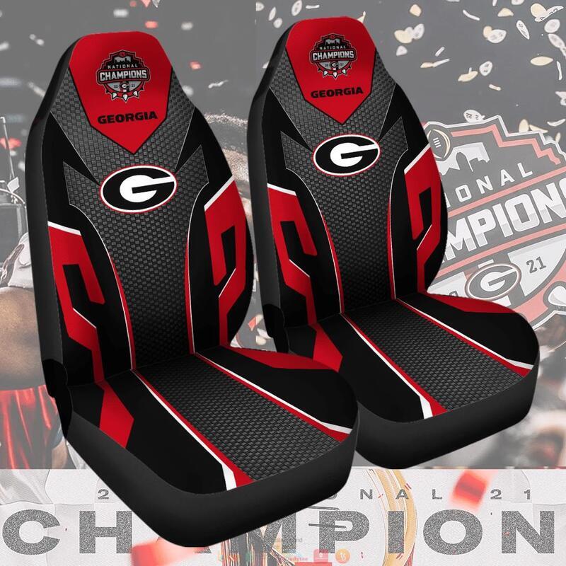 NEW Georgia football National Champions 2021 black red car seat cover 2 Georgia football National Champions 2021 black red car seat cover 1