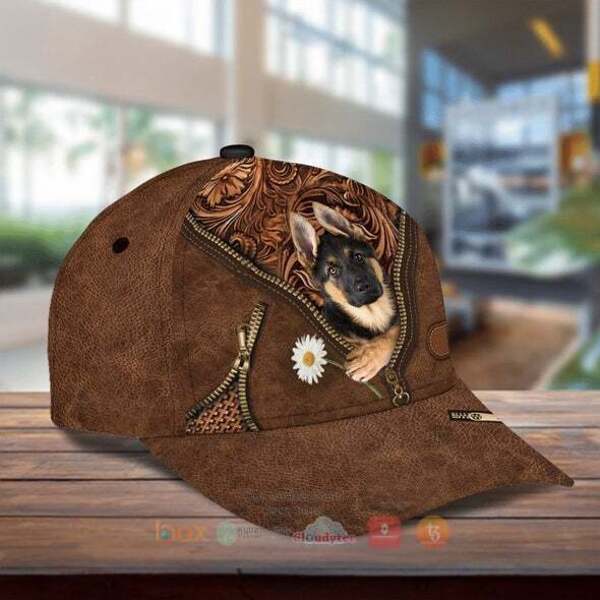 BEST German Shepherd Baby Holding Daisy Hat Cap 2 German Shepherd Baby Holding Daisy Cap Hat 1