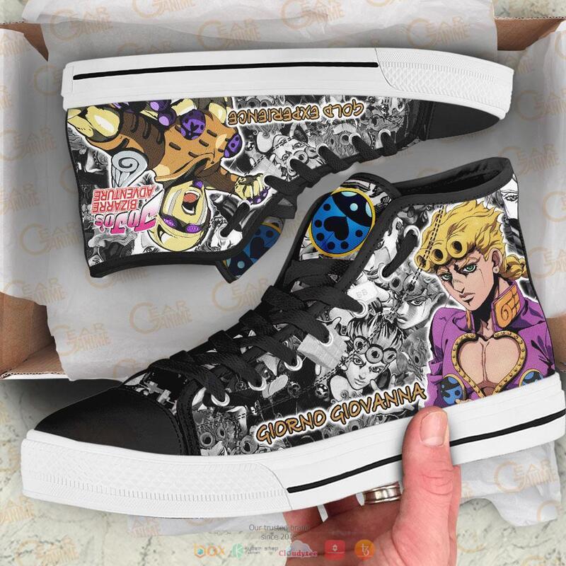 Giorno Giovanna Anime Jojos Birraze Adventure canvas high top shoes 1