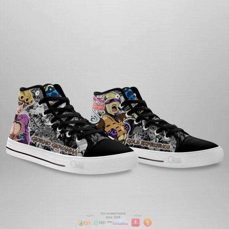 Giorno Giovanna Anime Jojo's Birraze Adventure high top canvas shoes 3 Giorno Giovanna Anime Jojos Birraze Adventure canvas high top shoes 1 2