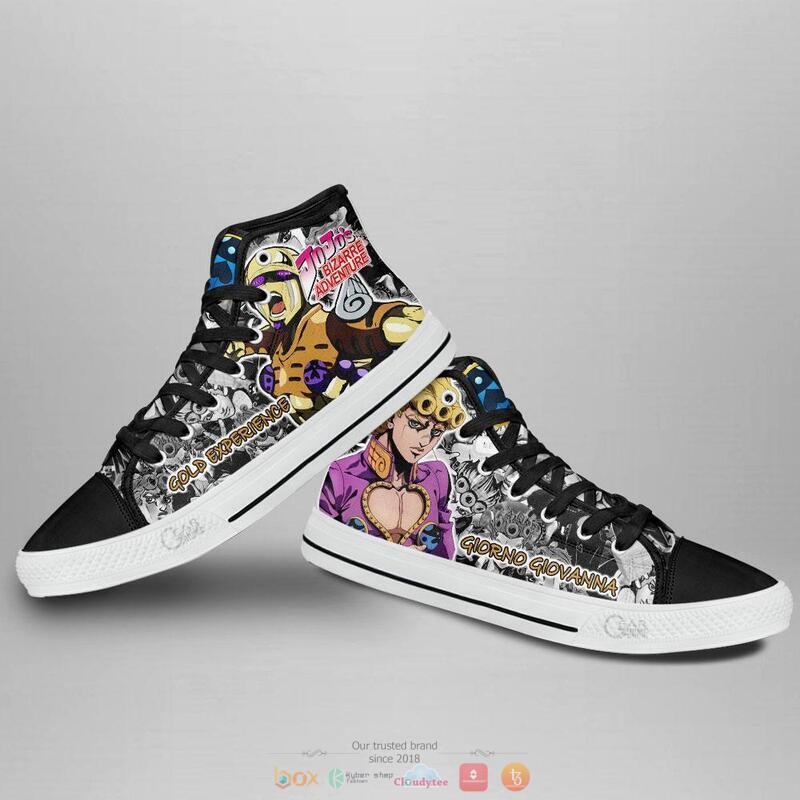 Giorno Giovanna Anime Jojo's Birraze Adventure high top canvas shoes 4 Giorno Giovanna Anime Jojos Birraze Adventure canvas high top shoes 1 2 3