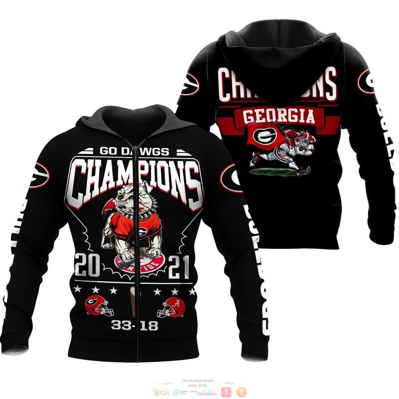 NEW Go Dawgs Champions 2021 33-18 Georgia Bulldogs jersey shirt, hoodie 2 Go Dawgs Champions 2021 33 18 Georgia Bulldog 3d shirt hoodie 1