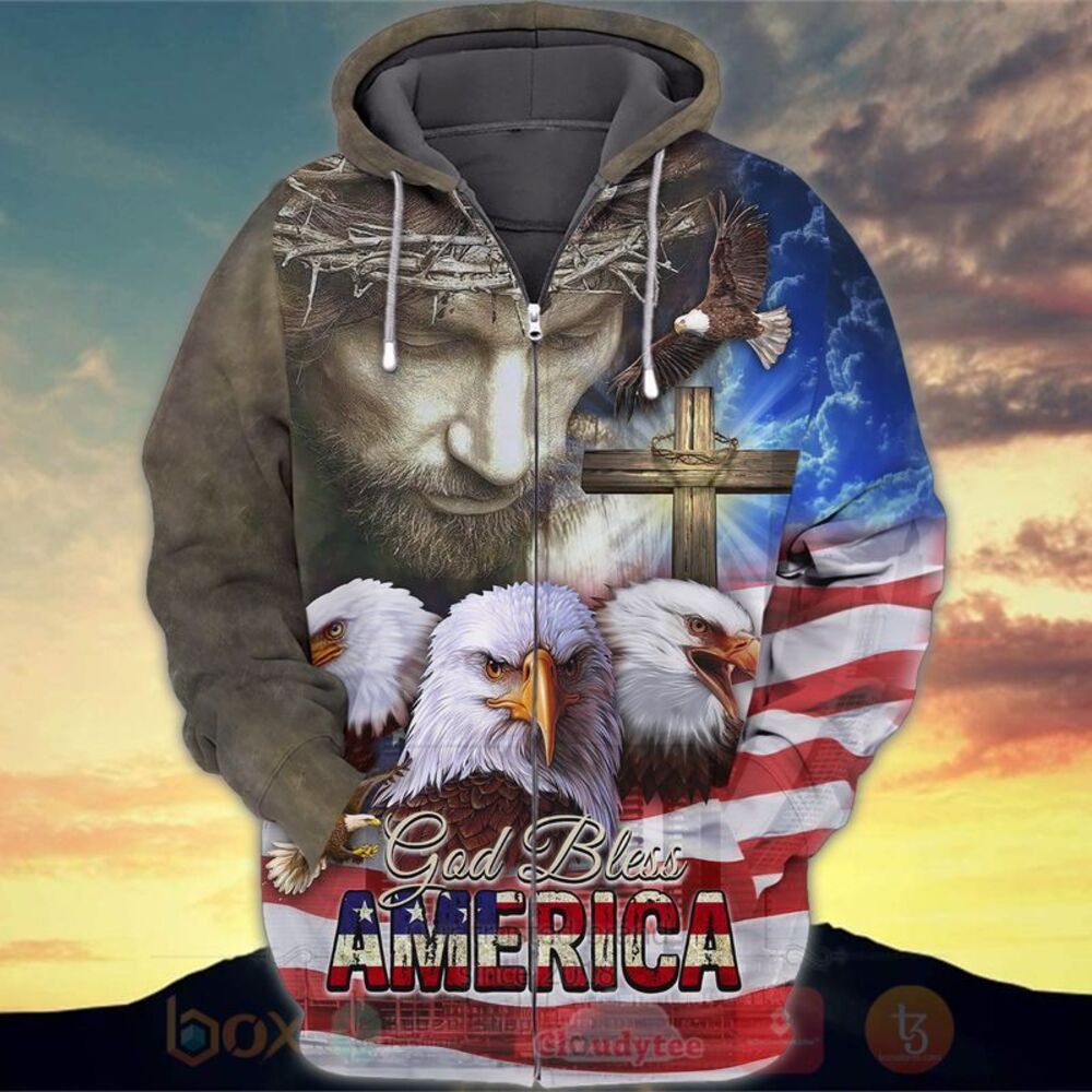 God Bless America Eagle Flag 3D Hoodie Shirt