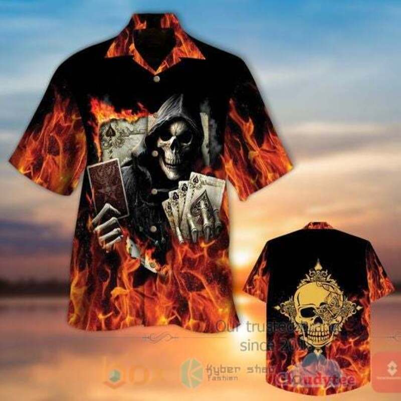 BEST Golden Poker Skull 3D All Over Printed Hawaiian Shirt 4 Golden Poker Skull Hawaiian Shirt