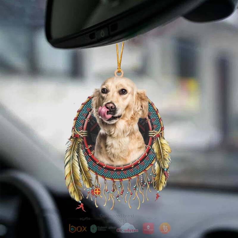 Golden Retriever In Dreamcatcher Car Ornament